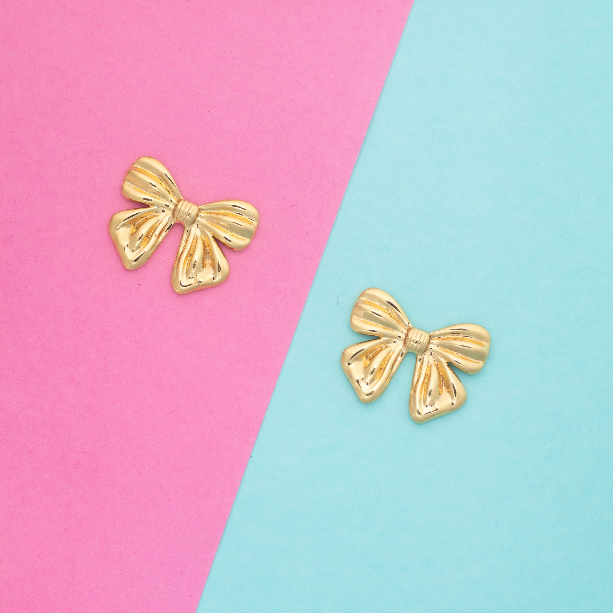 Golden Bow Charm Studs
