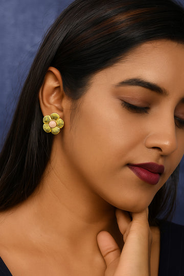 Jewelz Trendy Yellow Floral Stud Earrings for Women
