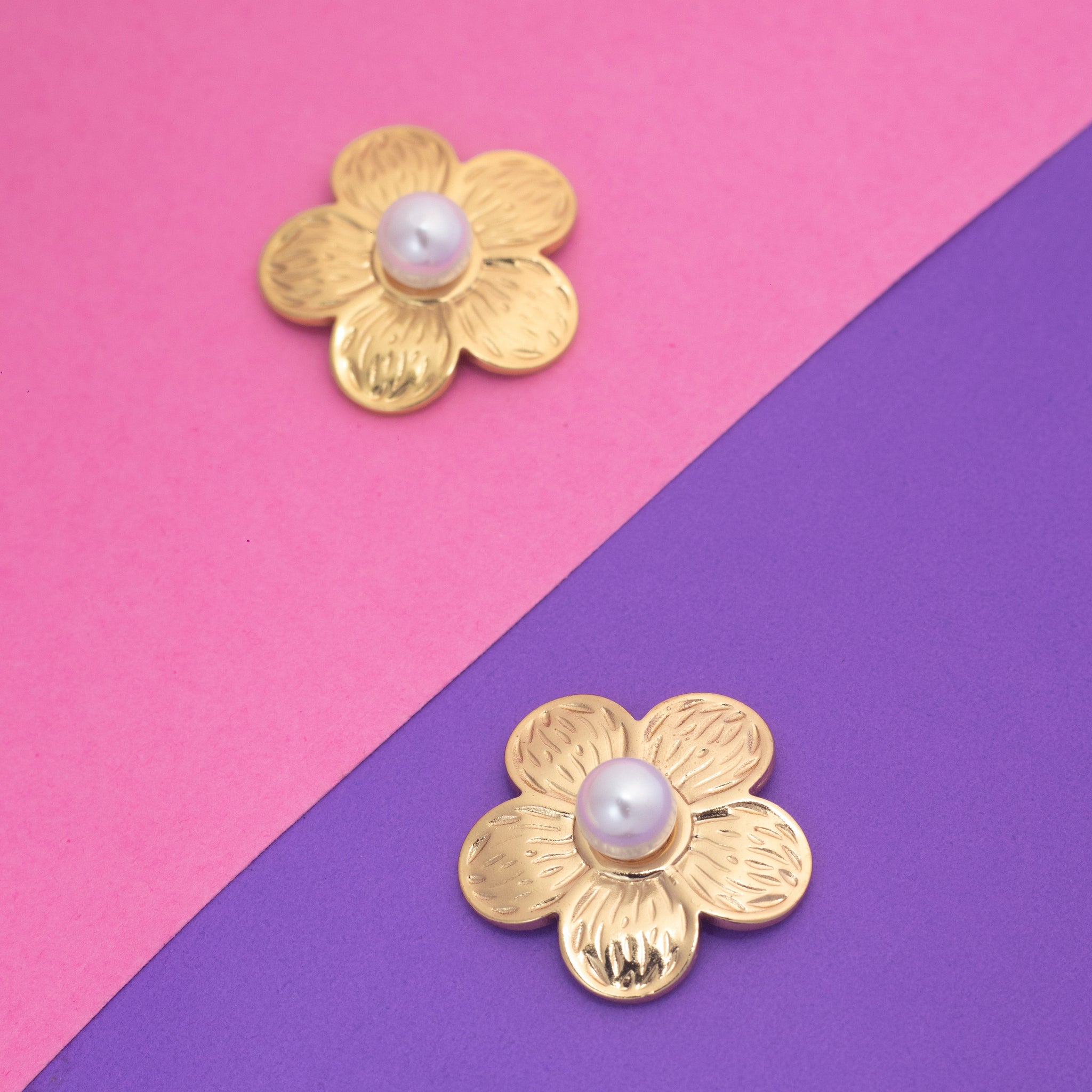 Golden Bloom Pearl Studs