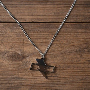 Silver-Toned Lightning Bolt Pendant Chain for Men